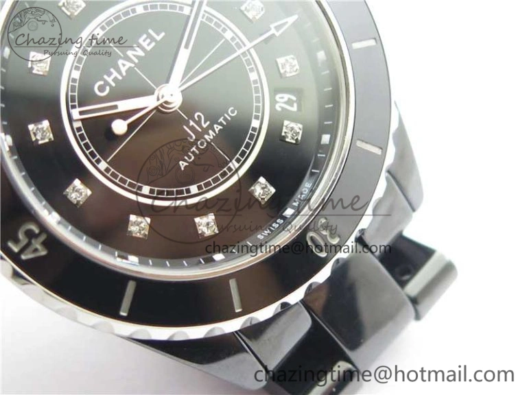 J12 38mm BV+ 1:1 Best Edition Black Korea Ceramic Black Dial Crystal Markers on Bracelet Calibre 12.1