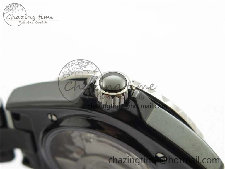 J12 38mm BV+ 1:1 Best Edition Black Korea Ceramic Black Dial Numeral Markers on Bracelet Calibre 12.1