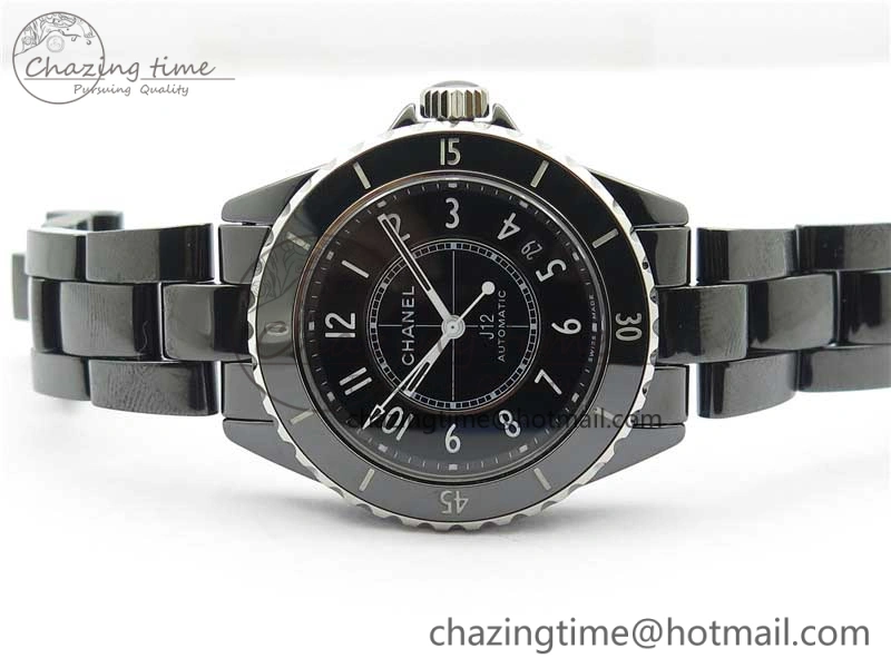 J12 38mm BV+ 1:1 Best Edition Black Korea Ceramic Black Dial Numeral Markers on Bracelet Calibre 12.1