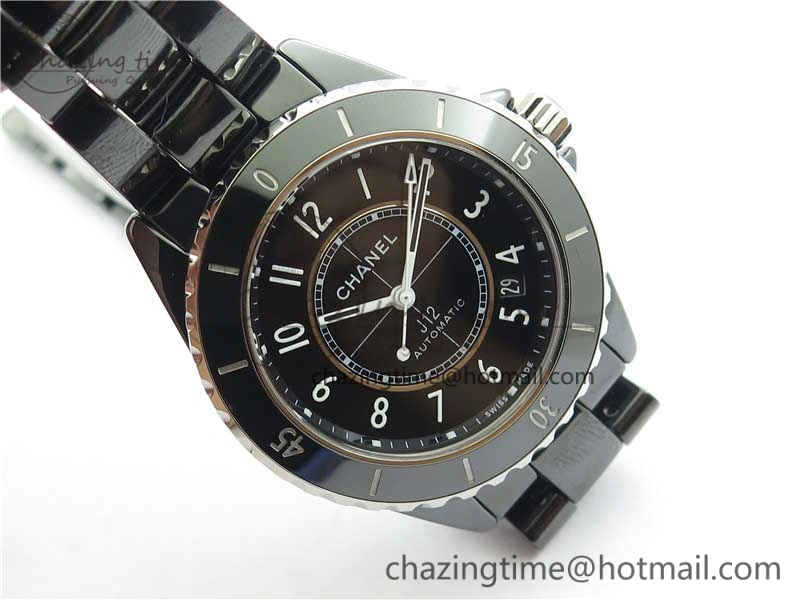 J12 38mm BV+ 1:1 Best Edition Black Korea Ceramic Black Dial Numeral Markers on Bracelet Calibre 12.1