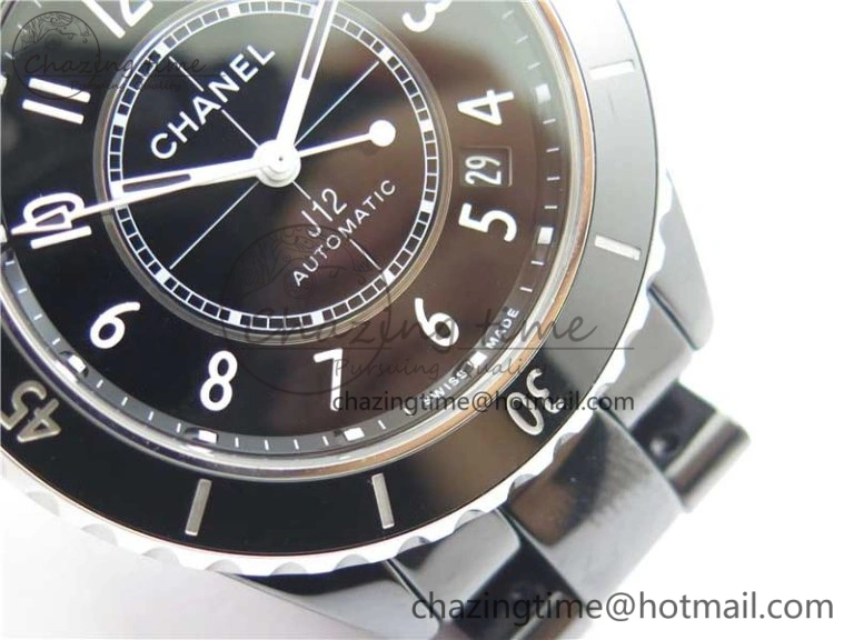 J12 38mm BV+ 1:1 Best Edition Black Korea Ceramic Black Dial Numeral Markers on Bracelet Calibre 12.1