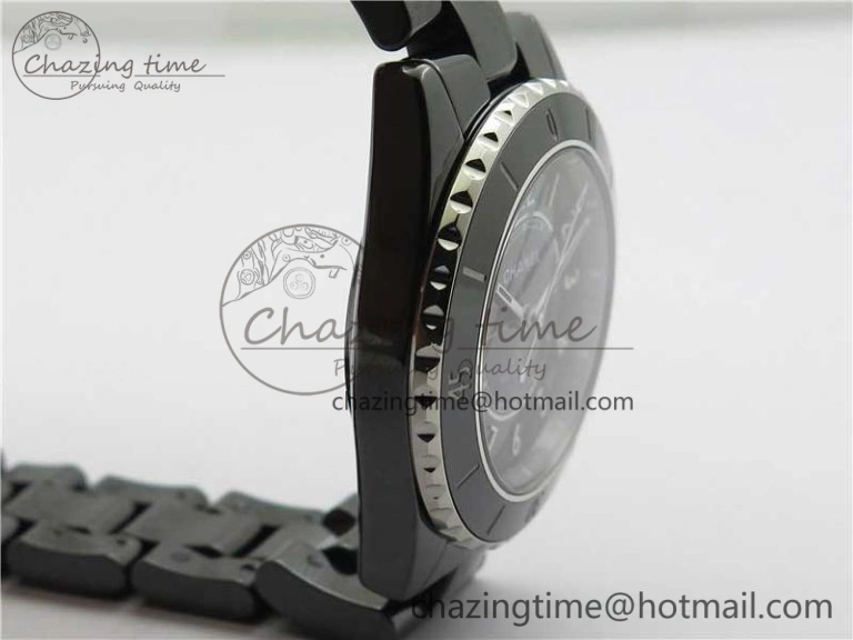 J12 38mm BV+ 1:1 Best Edition Black Korea Ceramic Black Dial Numeral Markers on Bracelet Calibre 12.1
