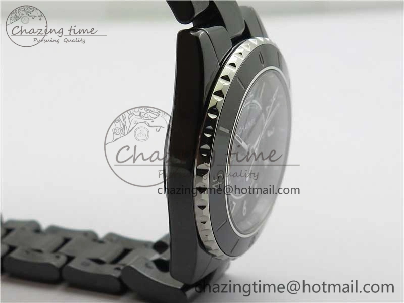 J12 38mm BV+ 1:1 Best Edition Black Korea Ceramic Black Dial Numeral Markers on Bracelet Calibre 12.1
