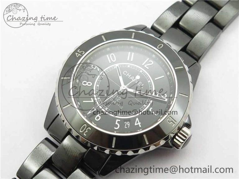 J12 38mm BV+ 1:1 Best Edition Black Korea Ceramic Black Dial Numeral Markers on Bracelet Calibre 12.1