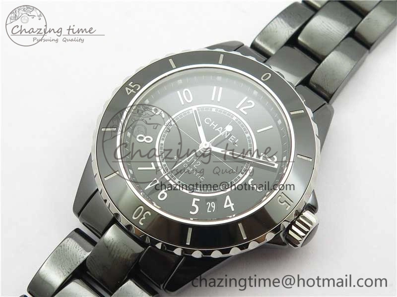 J12 38mm BV+ 1:1 Best Edition Black Korea Ceramic Black Dial Numeral Markers on Bracelet Calibre 12.1