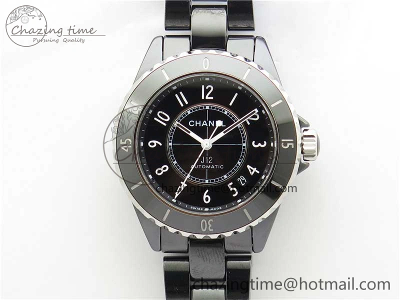 J12 38mm BV+ 1:1 Best Edition Black Korea Ceramic Black Dial Numeral Markers on Bracelet Calibre 12.1