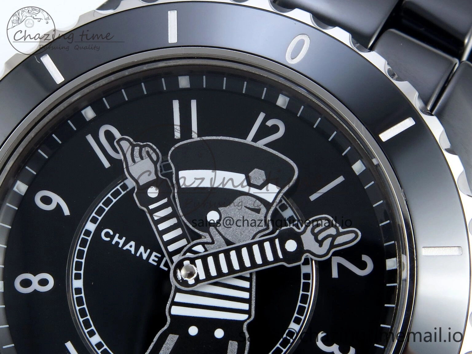 J13 33mm Black Ceramic HTF 1:1 Best Edition Black Boy Pattern Dial on Bracelet A12.1