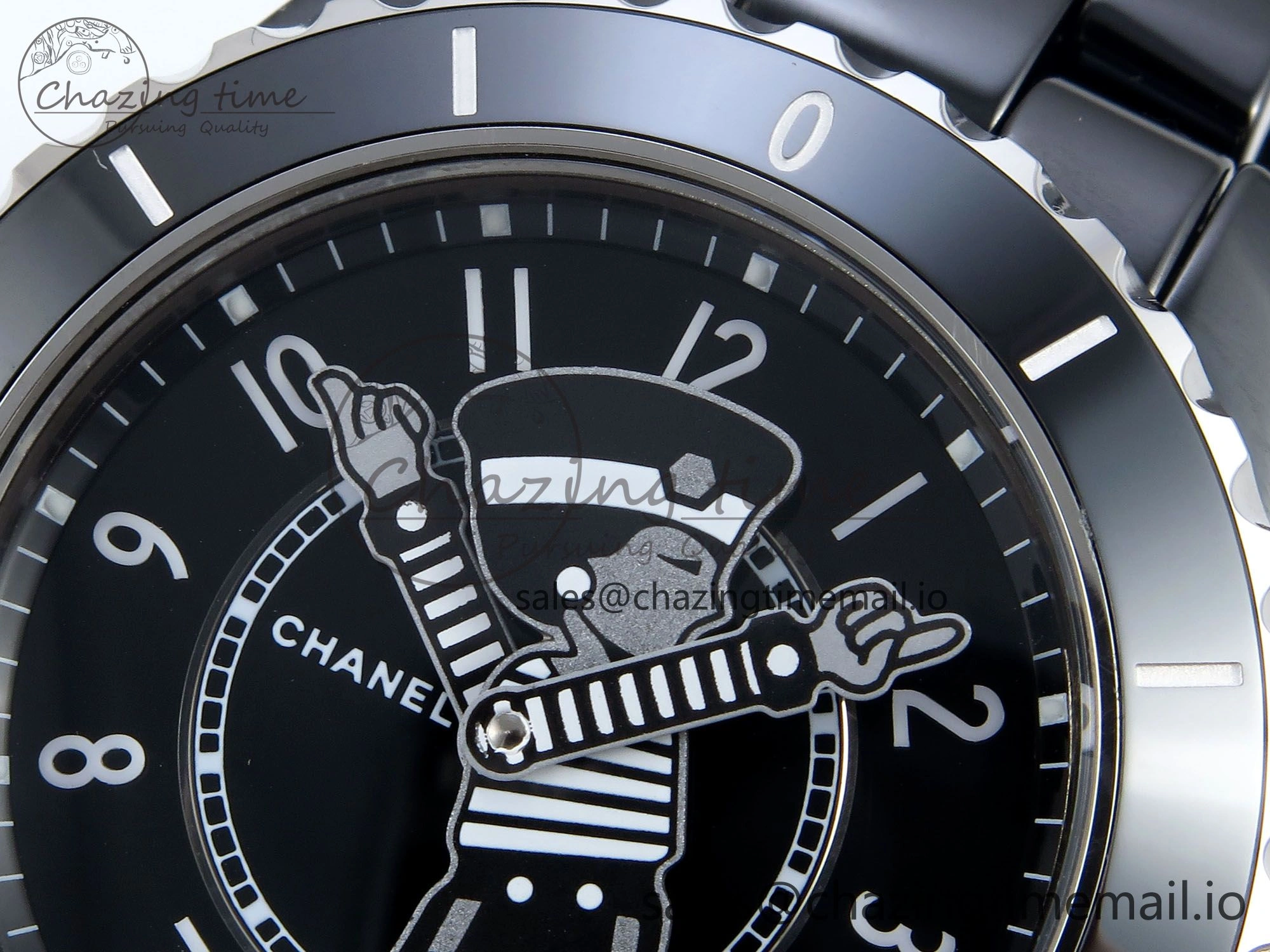 J13 33mm Black Ceramic HTF 1:1 Best Edition Black Boy Pattern Dial on Bracelet A12.1