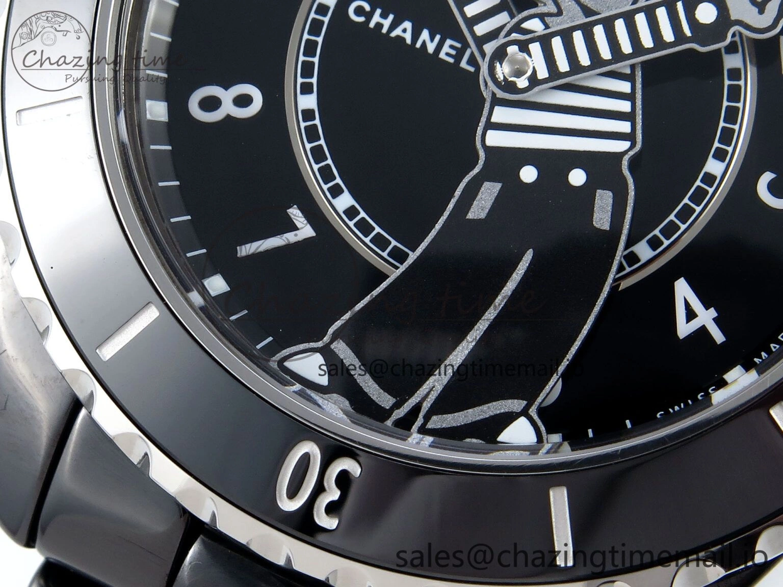 J13 33mm Black Ceramic HTF 1:1 Best Edition Black Boy Pattern Dial on Bracelet A12.1