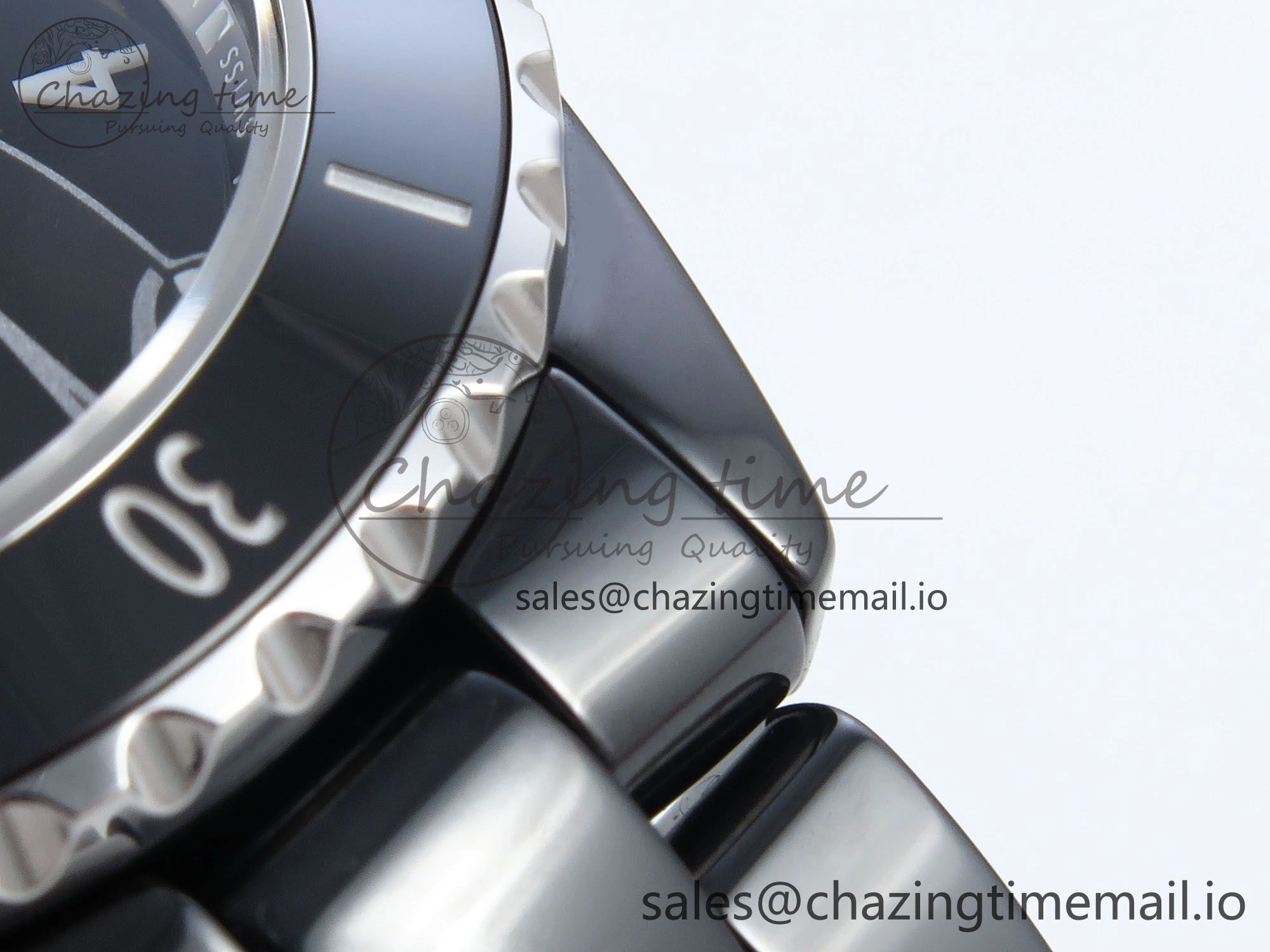 J13 33mm Black Ceramic HTF 1:1 Best Edition Black Boy Pattern Dial on Bracelet A12.1