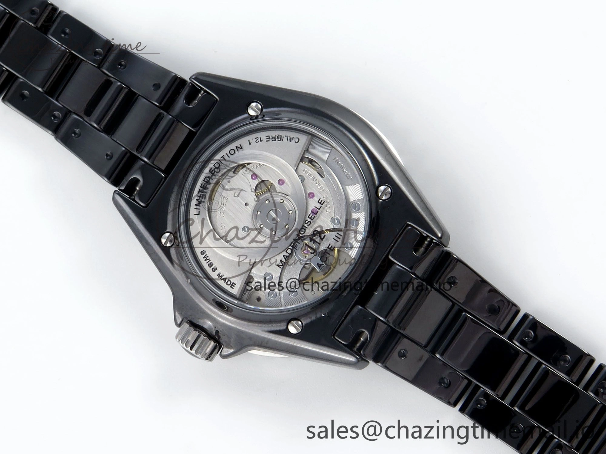 J13 33mm Black Ceramic HTF 1:1 Best Edition Black Boy Pattern Dial on Bracelet A12.1