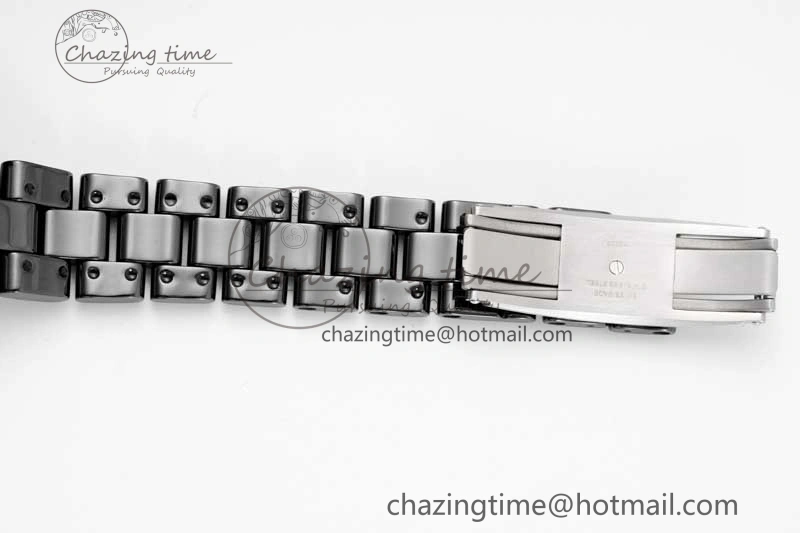 J13 33mm Black Ceramic HTF 1:1 Best Edition Black Dial Diamonds Markers on Bracelet Swiss Quartz