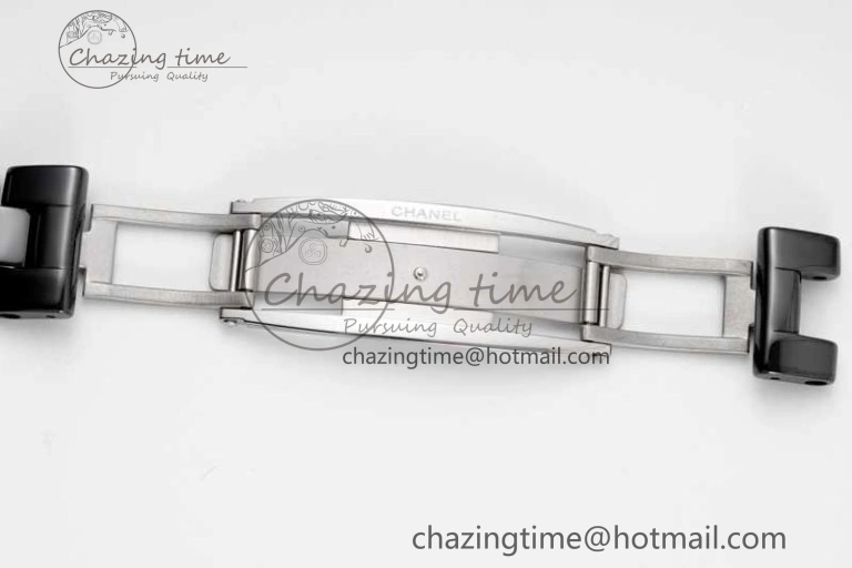 J13 33mm Black Ceramic HTF 1:1 Best Edition Black Dial Diamonds Markers on Bracelet Swiss Quartz