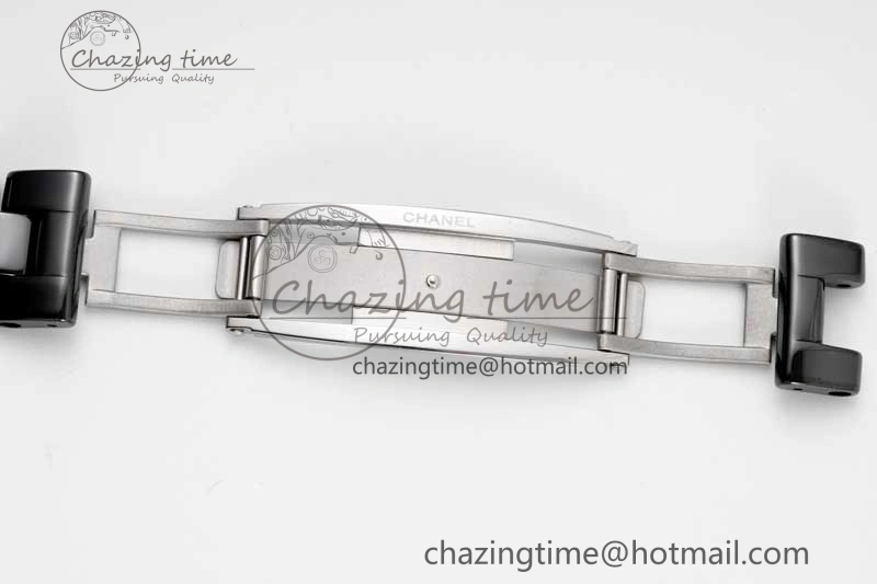 J13 33mm Black Ceramic HTF 1:1 Best Edition Black Dial Diamonds Markers on Bracelet Swiss Quartz