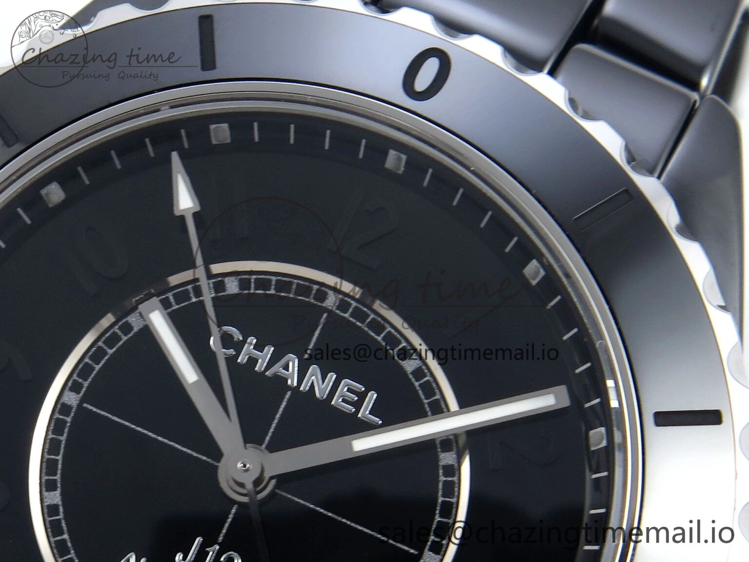 J13 33mm Black Ceramic HTF 1:1 Best Edition Black Numbers Dial on Bracelet A12.1
