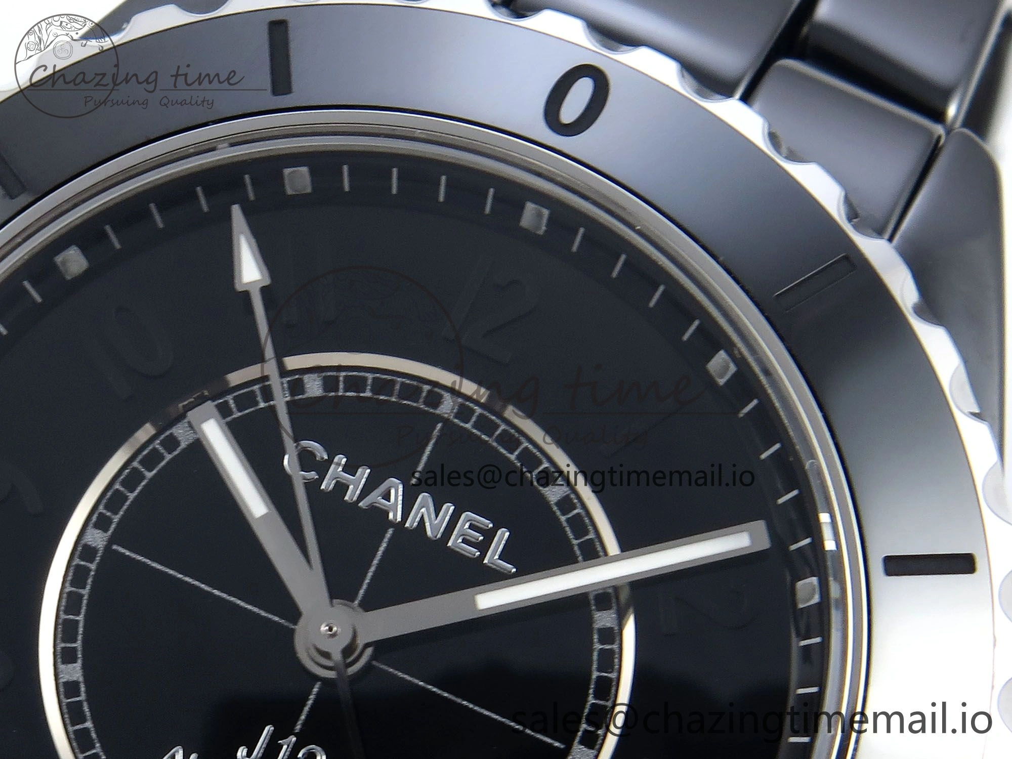 J13 33mm Black Ceramic HTF 1:1 Best Edition Black Numbers Dial on Bracelet A12.1