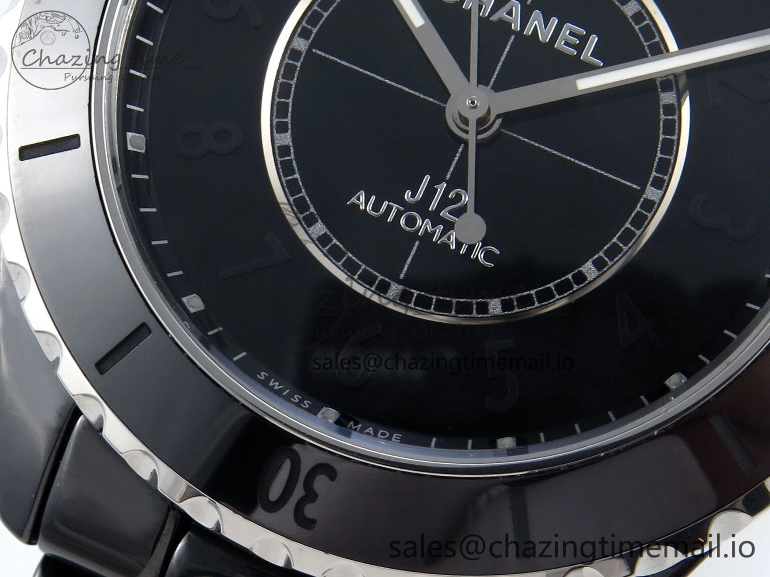 J13 33mm Black Ceramic HTF 1:1 Best Edition Black Numbers Dial on Bracelet A12.1