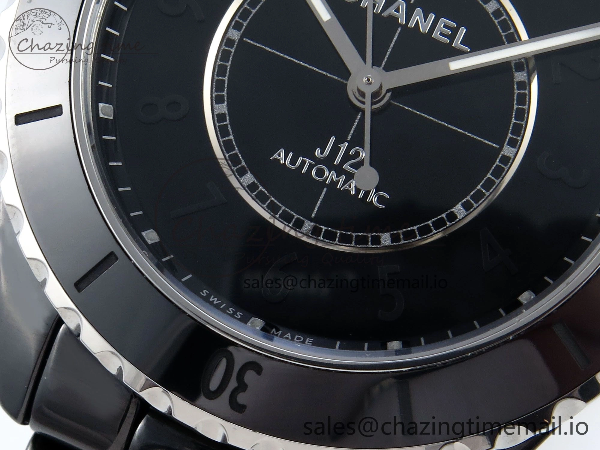 J13 33mm Black Ceramic HTF 1:1 Best Edition Black Numbers Dial on Bracelet A12.1