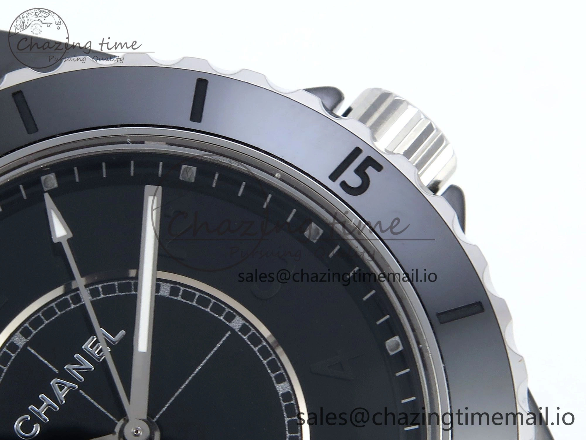 J13 33mm Black Ceramic HTF 1:1 Best Edition Black Numbers Dial on Bracelet A12.1