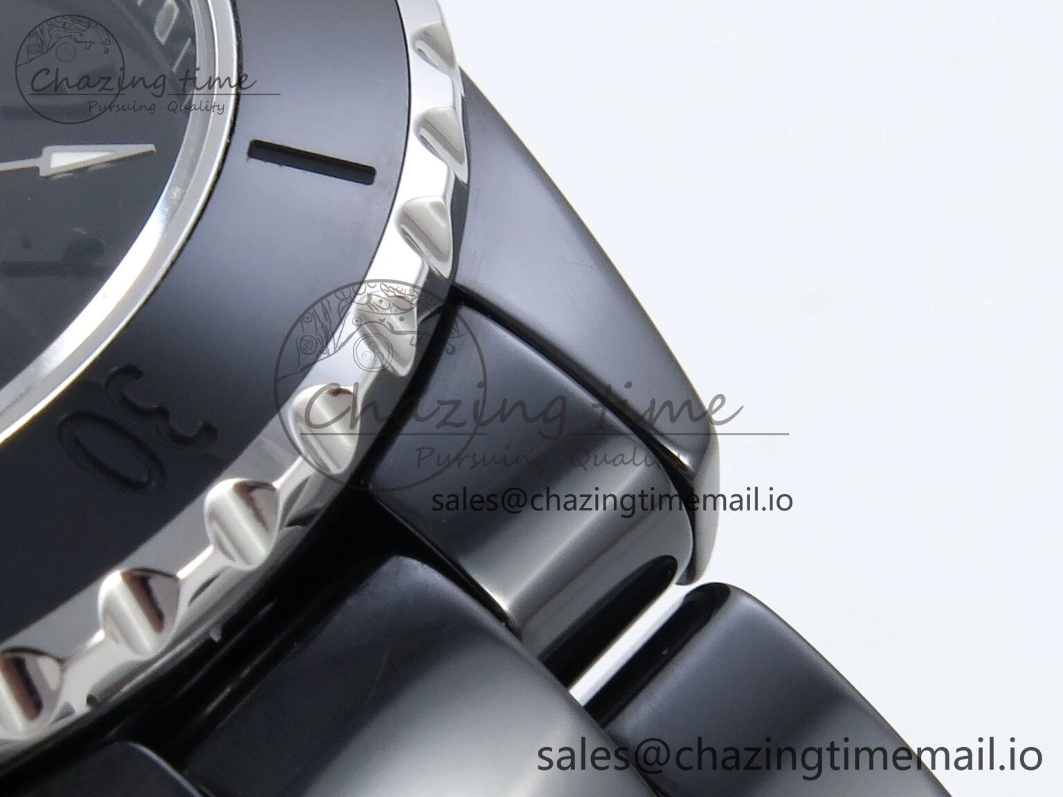 J13 33mm Black Ceramic HTF 1:1 Best Edition Black Numbers Dial on Bracelet A12.1