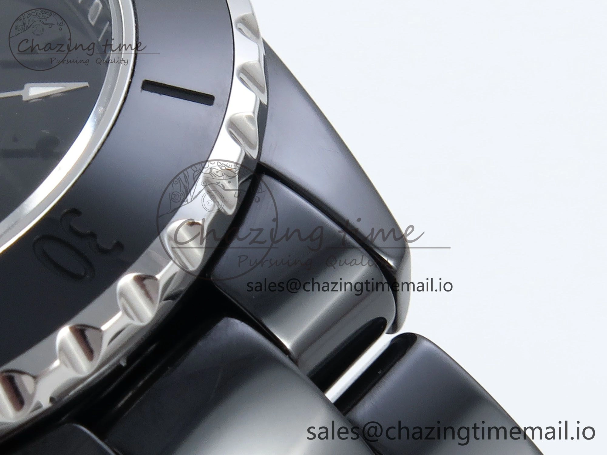J13 33mm Black Ceramic HTF 1:1 Best Edition Black Numbers Dial on Bracelet A12.1