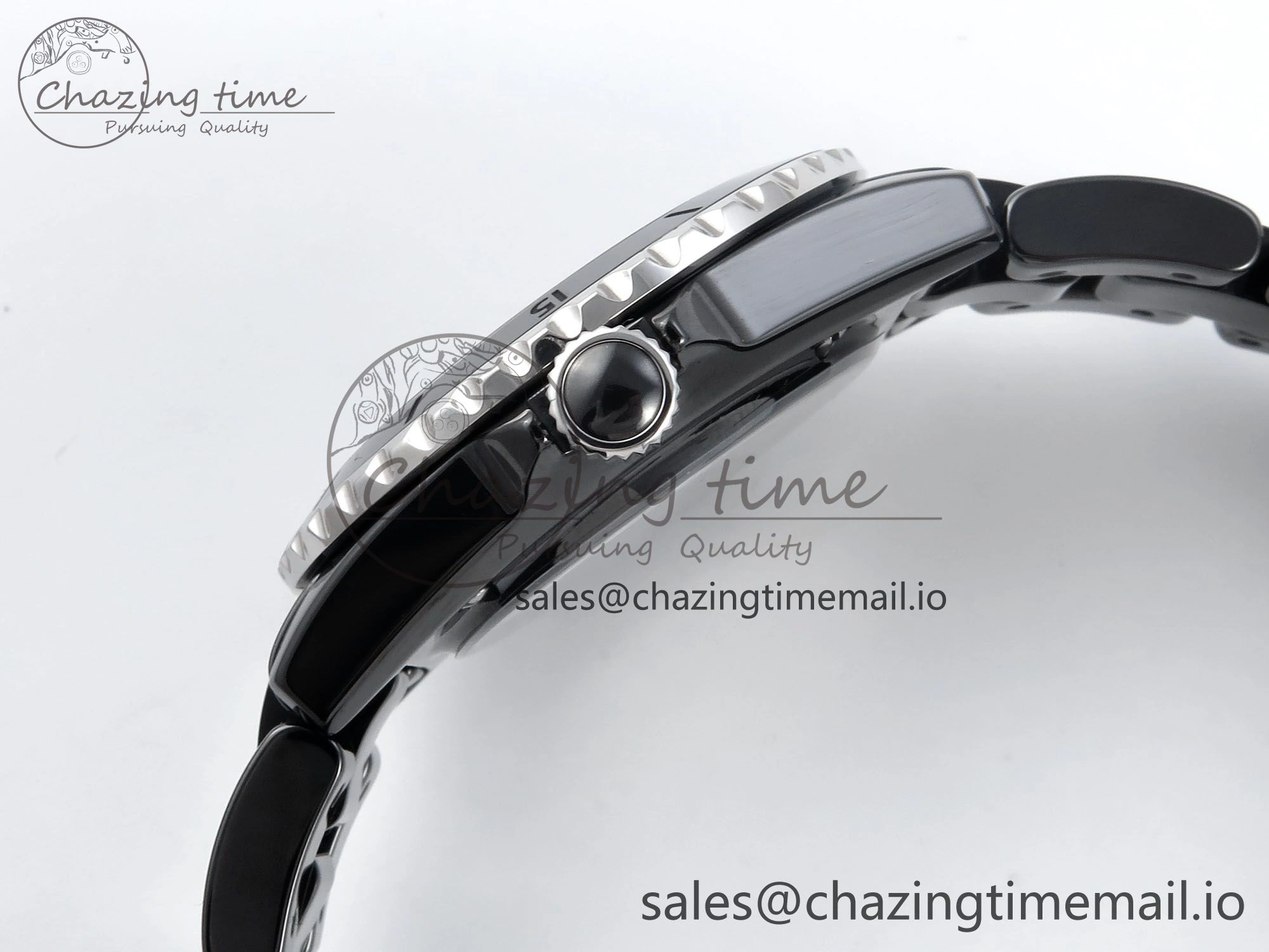 J13 33mm Black Ceramic HTF 1:1 Best Edition Black Numbers Dial on Bracelet A12.1