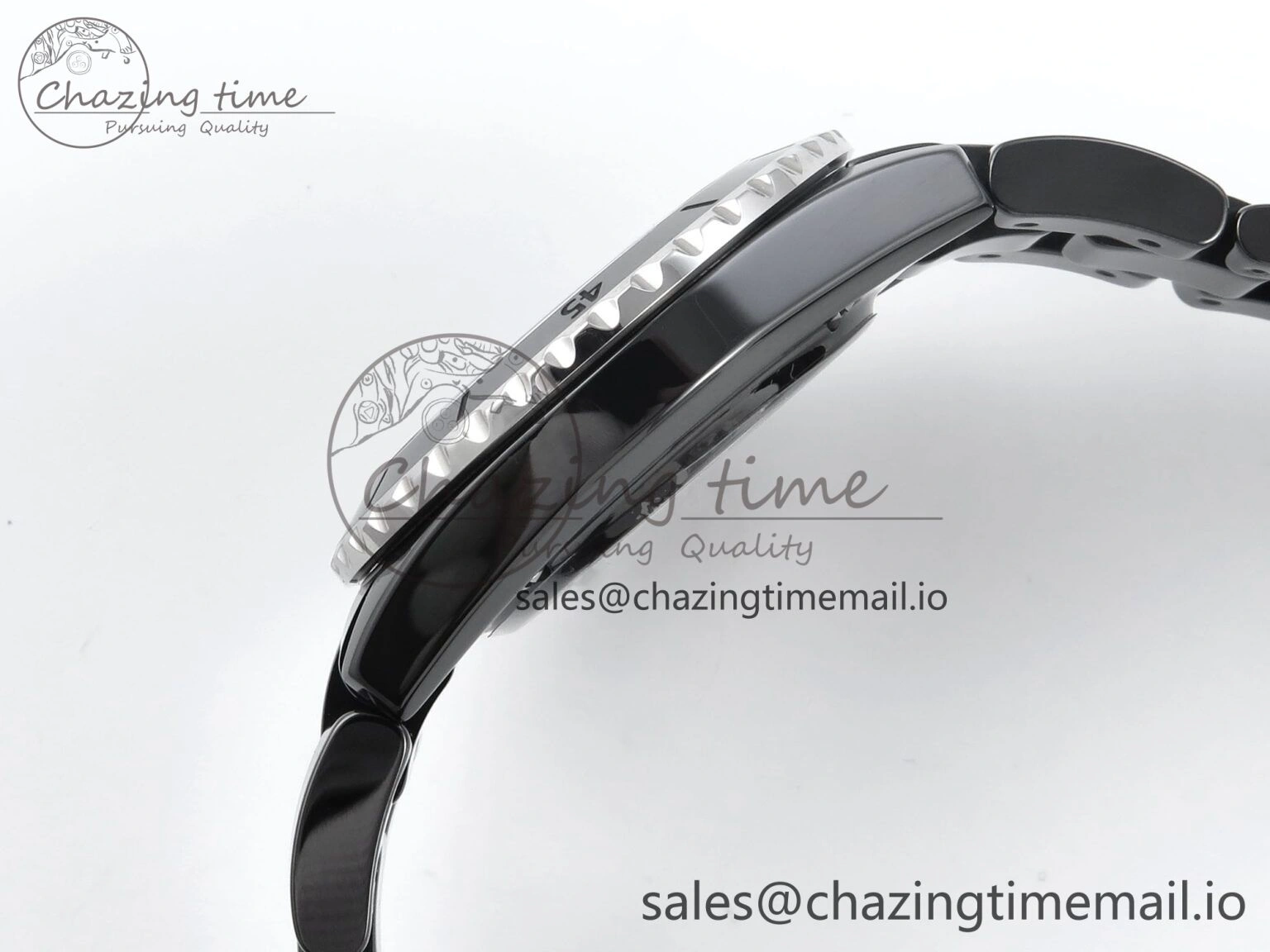 J13 33mm Black Ceramic HTF 1:1 Best Edition Black Numbers Dial on Bracelet A12.1