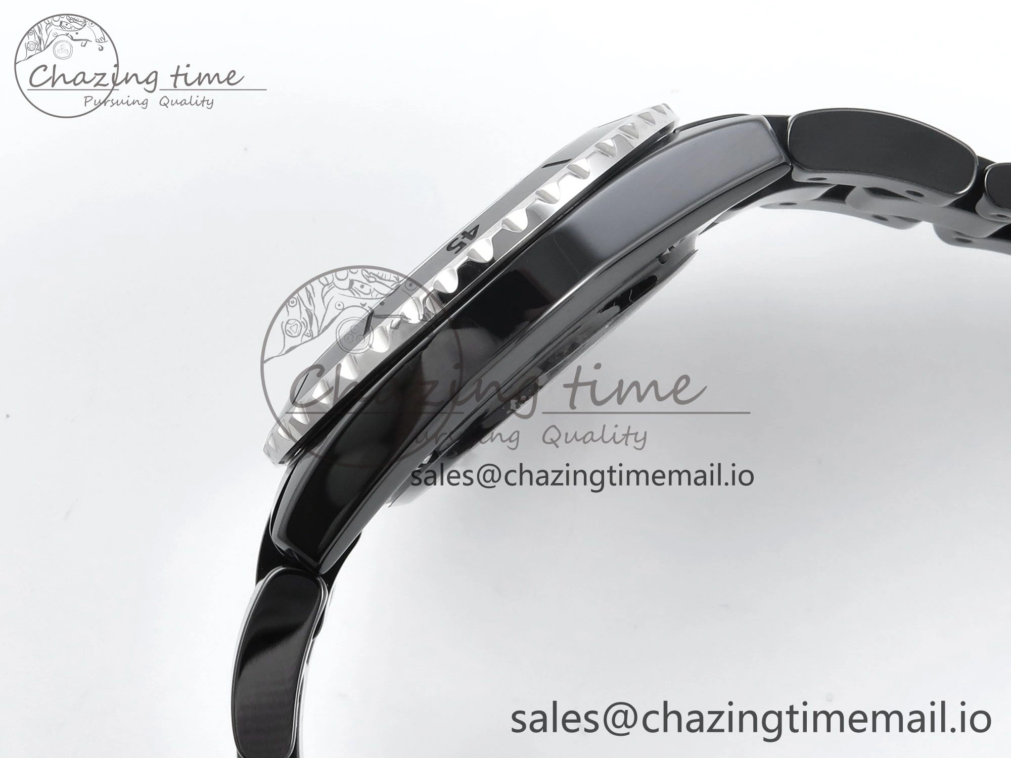 J13 33mm Black Ceramic HTF 1:1 Best Edition Black Numbers Dial on Bracelet A12.1