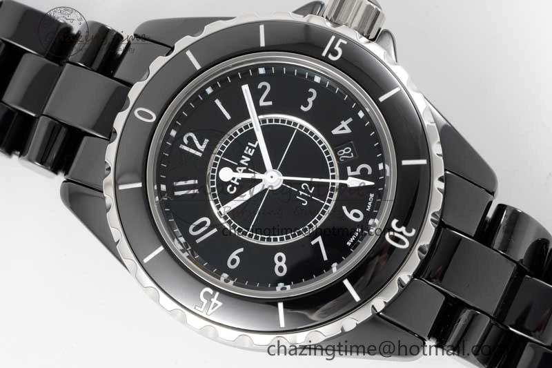 J13 33mm Black Korea Ceramic HTF 1:1 Best Edition Black Dial on Bracelet Swiss Quartz