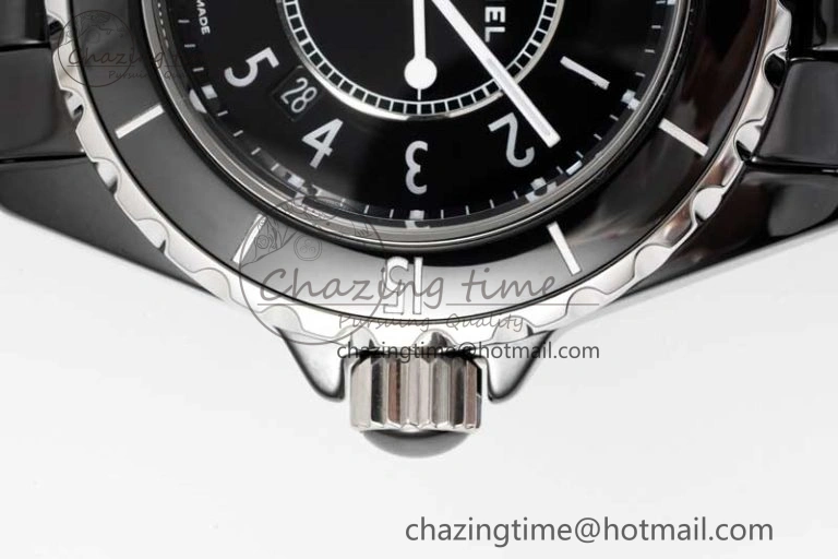 J13 33mm Black Korea Ceramic HTF 1:1 Best Edition Black Dial on Bracelet Swiss Quartz
