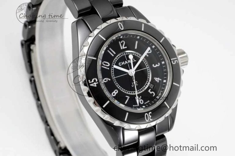 J13 33mm Black Korea Ceramic HTF 1:1 Best Edition Black Dial on Bracelet Swiss Quartz