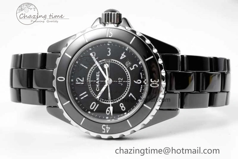 J13 33mm Black Korea Ceramic HTF 1:1 Best Edition Black Dial on Bracelet Swiss Quartz
