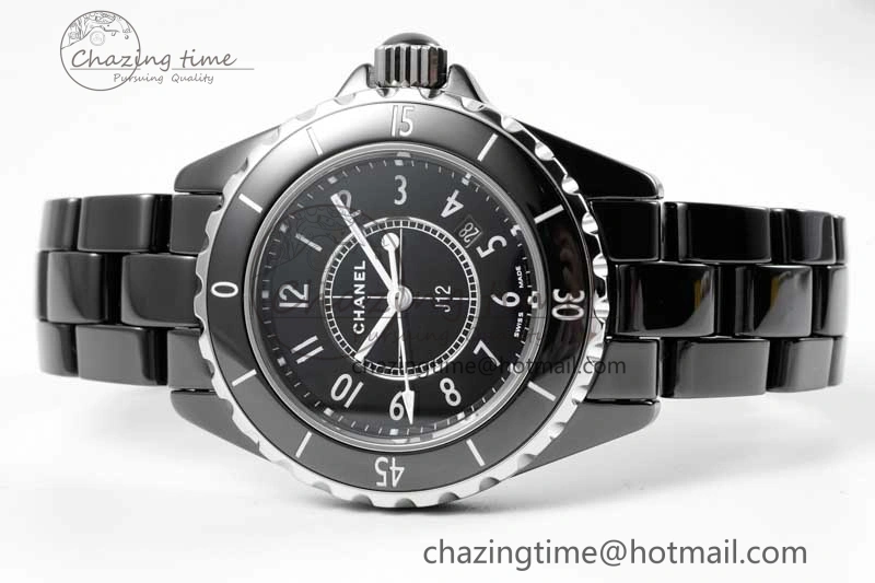 J13 33mm Black Korea Ceramic HTF 1:1 Best Edition Black Dial on Bracelet Swiss Quartz