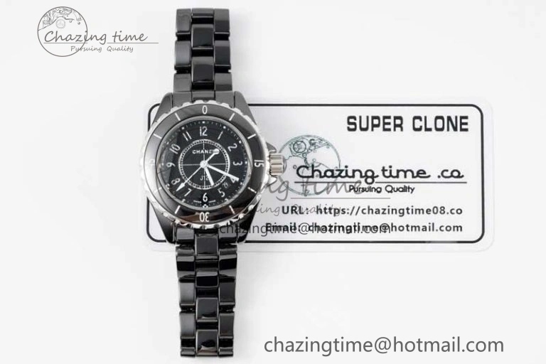 J13 33mm Black Korea Ceramic HTF 1:1 Best Edition Black Dial on Bracelet Swiss Quartz