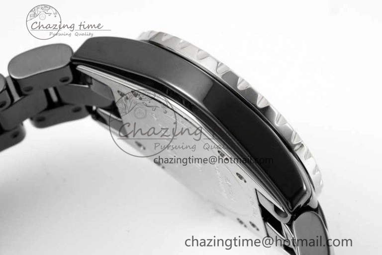 J13 33mm Black Korea Ceramic HTF 1:1 Best Edition Black Dial on Bracelet Swiss Quartz