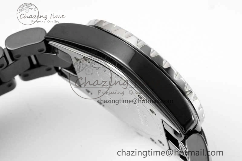 J13 33mm Black Korea Ceramic HTF 1:1 Best Edition Black Dial on Bracelet Swiss Quartz