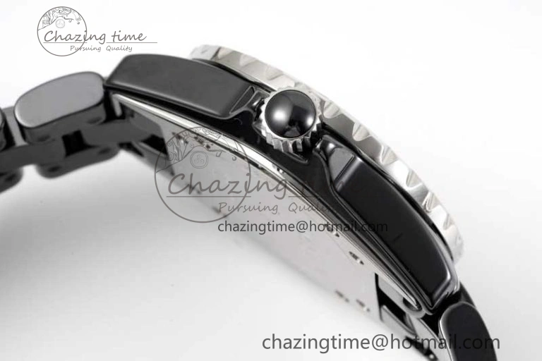 J13 33mm Black Korea Ceramic HTF 1:1 Best Edition Black Dial on Bracelet Swiss Quartz