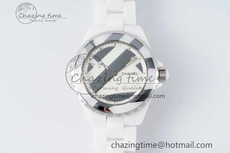 J13 33mm HTF 1:1 Best Edition Black Ceramic Numeral Markers Dial on Bracelet Swiss Quartz