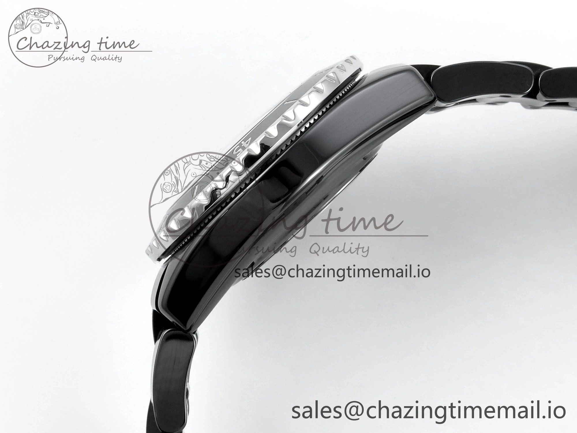 J13 33mm HTF 1:1 Best Edition Black Ceramic Numeral Markers Dial on Bracelet Swiss Quartz