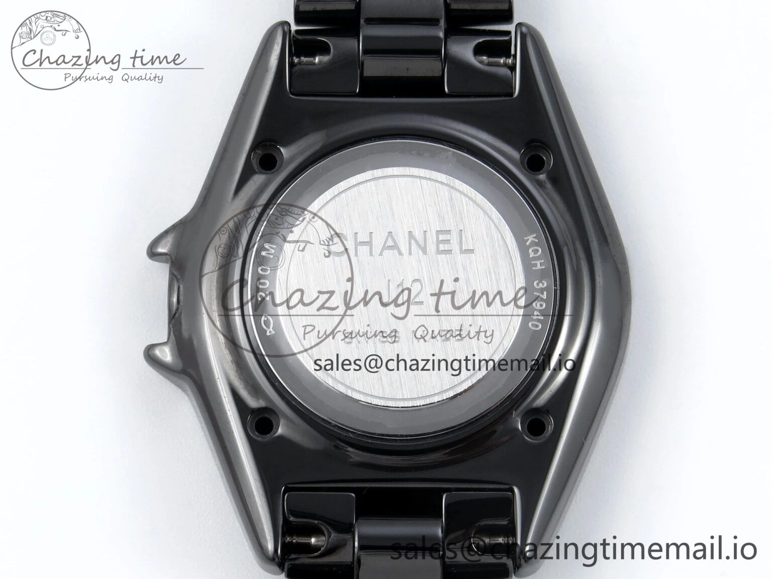 J13 33mm HTF 1:1 Best Edition Black Ceramic Numeral Markers Dial on Bracelet Swiss Quartz