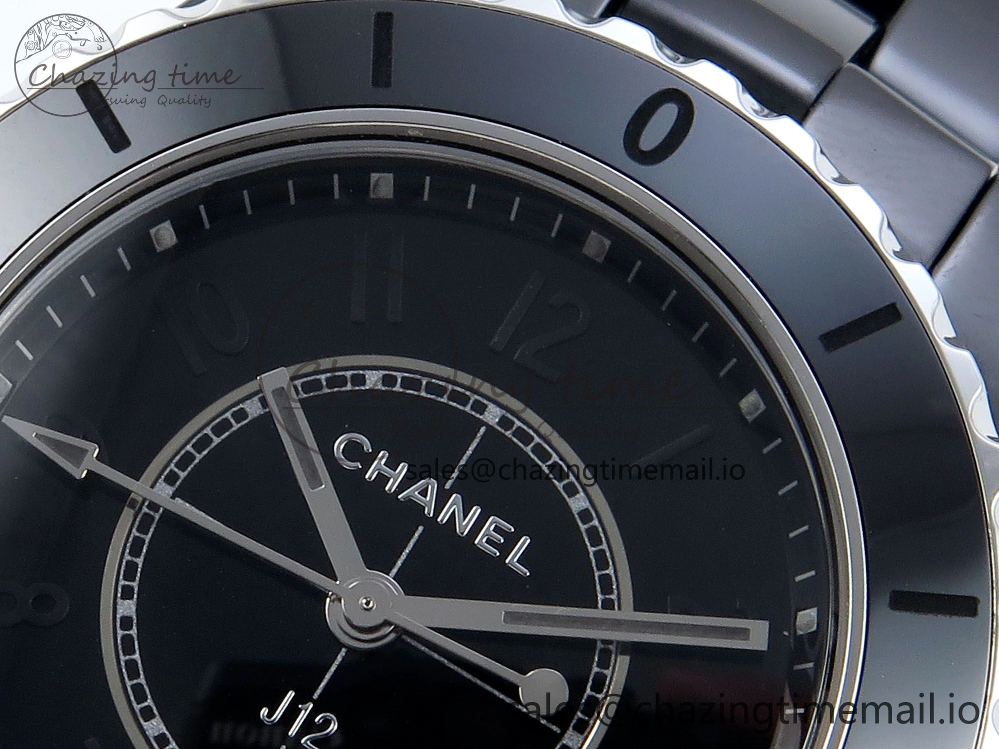 J13 33mm HTF 1:1 Best Edition Black Ceramic Numeral Markers Dial on Bracelet Swiss Quartz