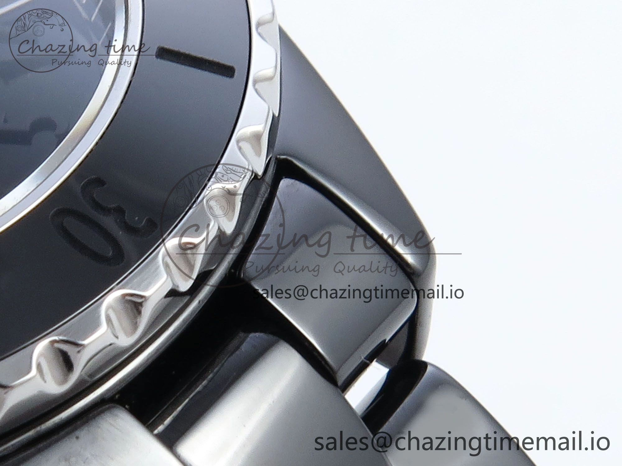 J13 33mm HTF 1:1 Best Edition Black Ceramic Numeral Markers Dial on Bracelet Swiss Quartz