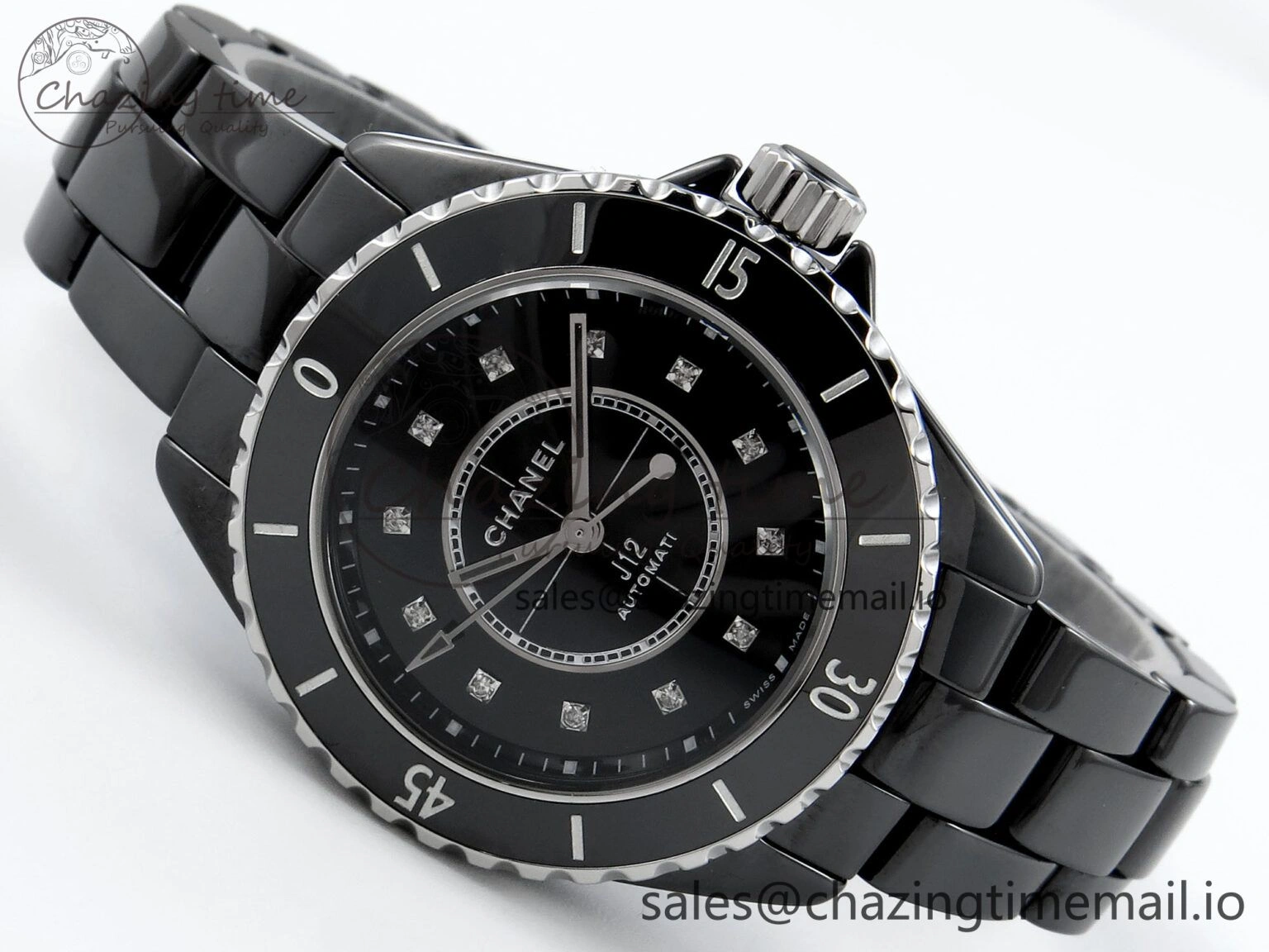J13 33mm HTF 1:1 Best Edition Black Korea Ceramic Diamonds Markers Dial on Bracelet A12.1