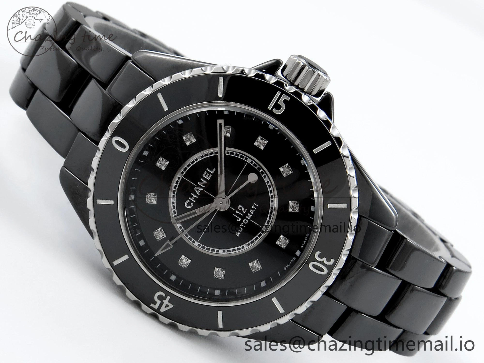 J13 33mm HTF 1:1 Best Edition Black Korea Ceramic Diamonds Markers Dial on Bracelet A12.1