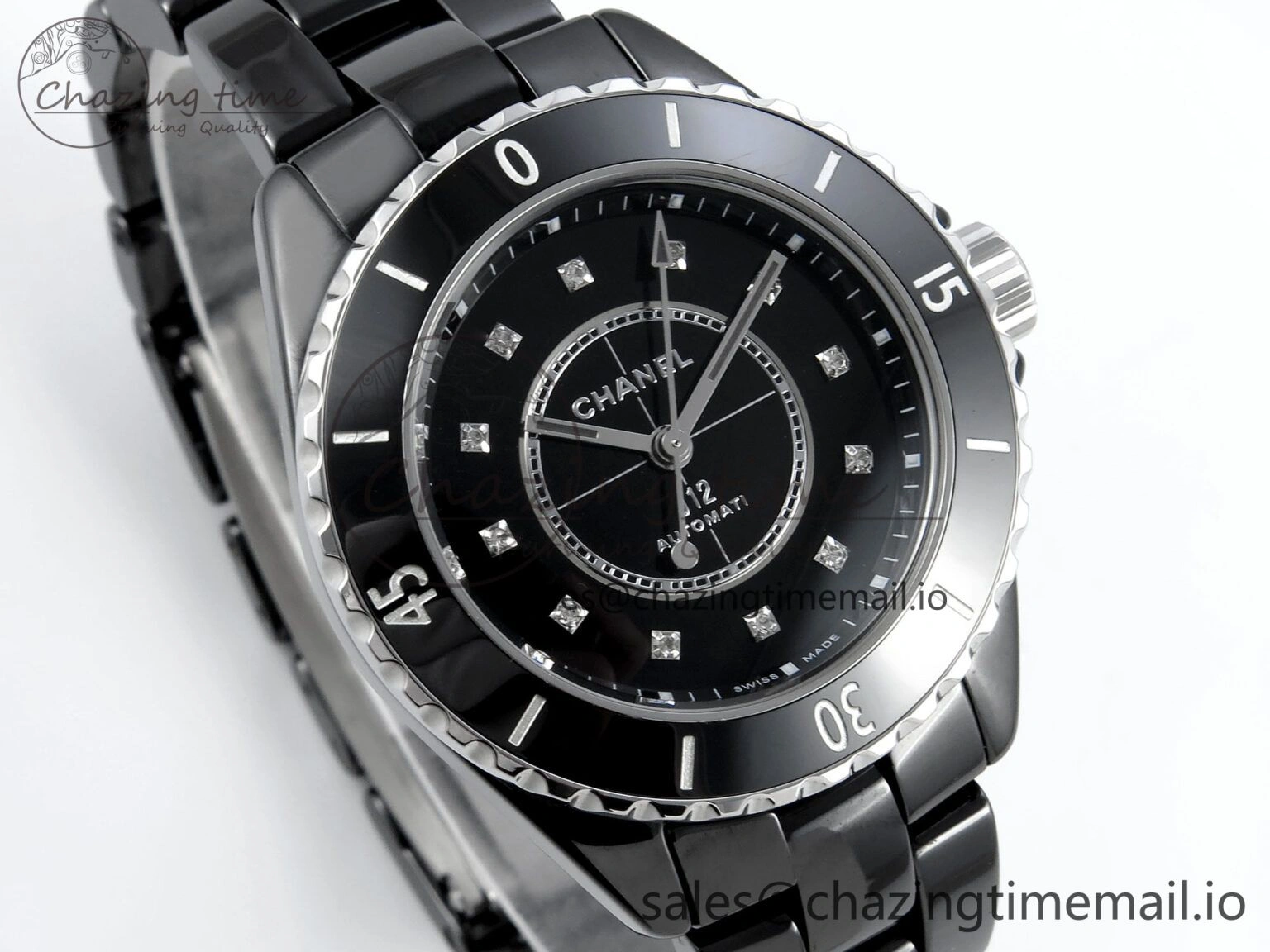 J13 33mm HTF 1:1 Best Edition Black Korea Ceramic Diamonds Markers Dial on Bracelet A12.1