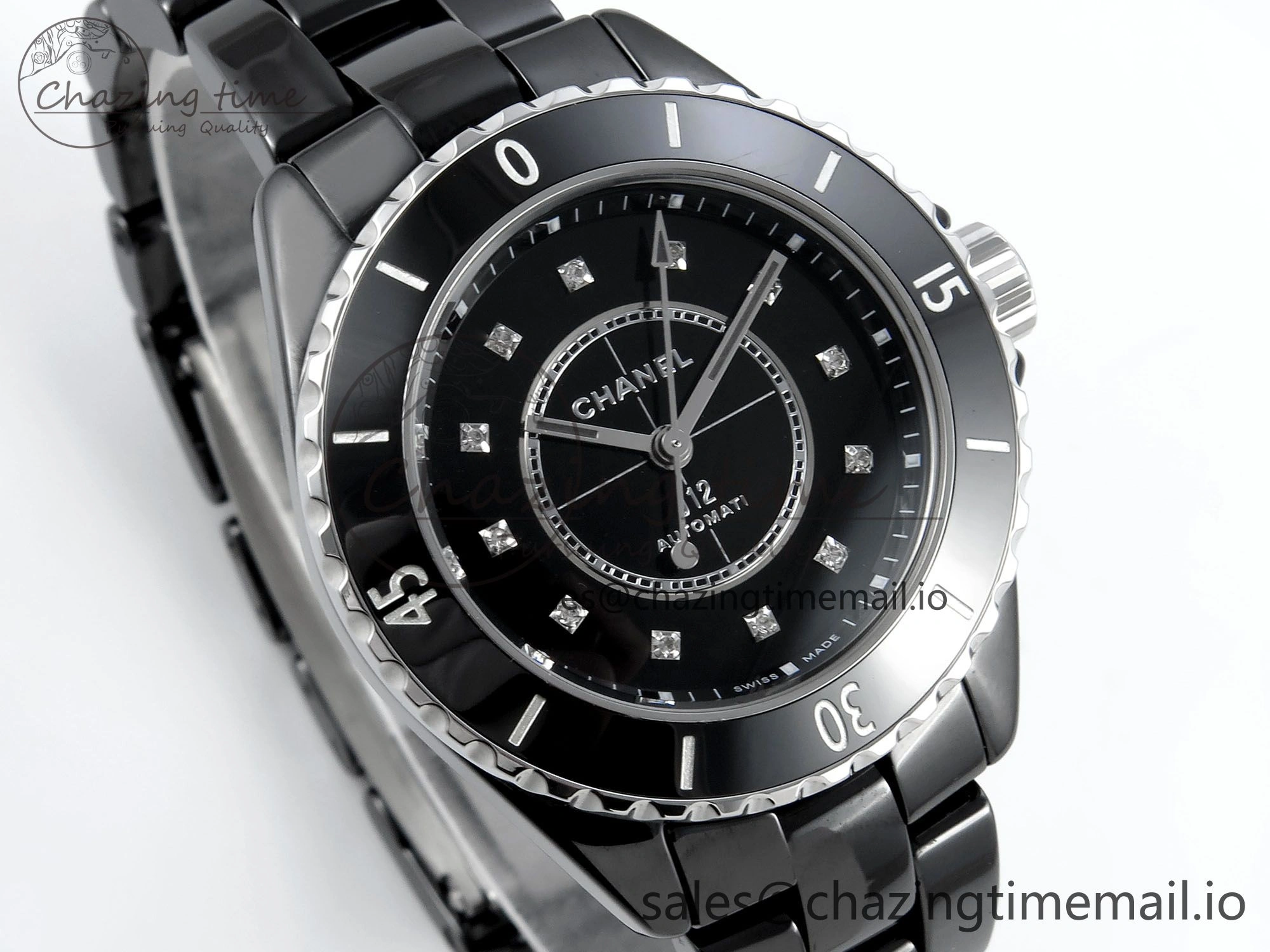 J13 33mm HTF 1:1 Best Edition Black Korea Ceramic Diamonds Markers Dial on Bracelet A12.1