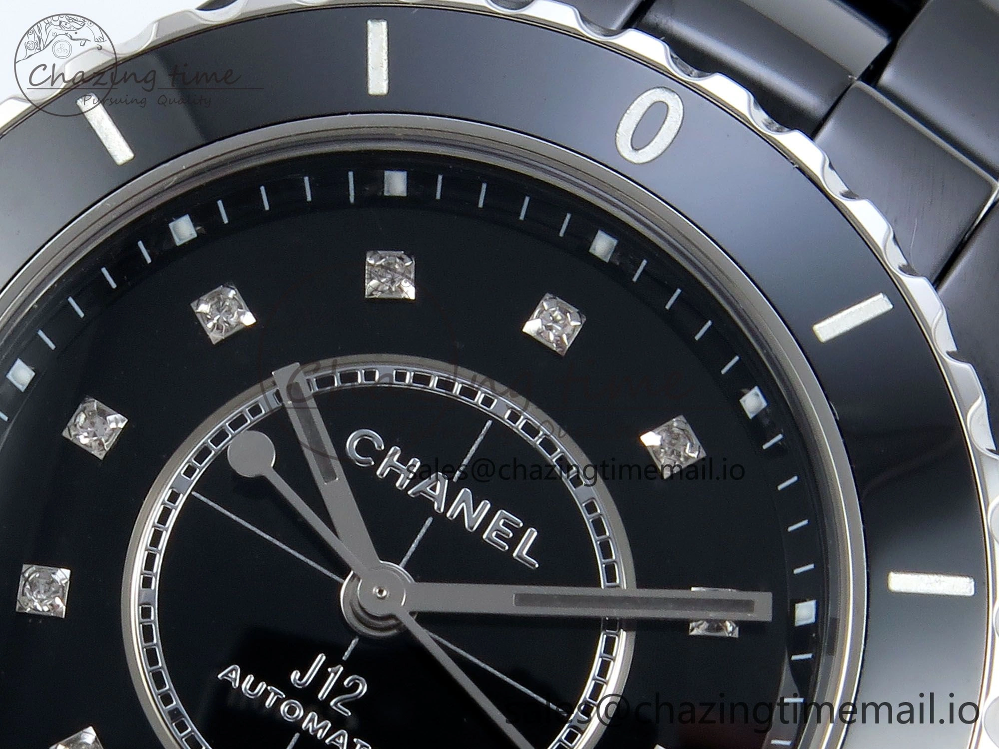J13 33mm HTF 1:1 Best Edition Black Korea Ceramic Diamonds Markers Dial on Bracelet A12.1