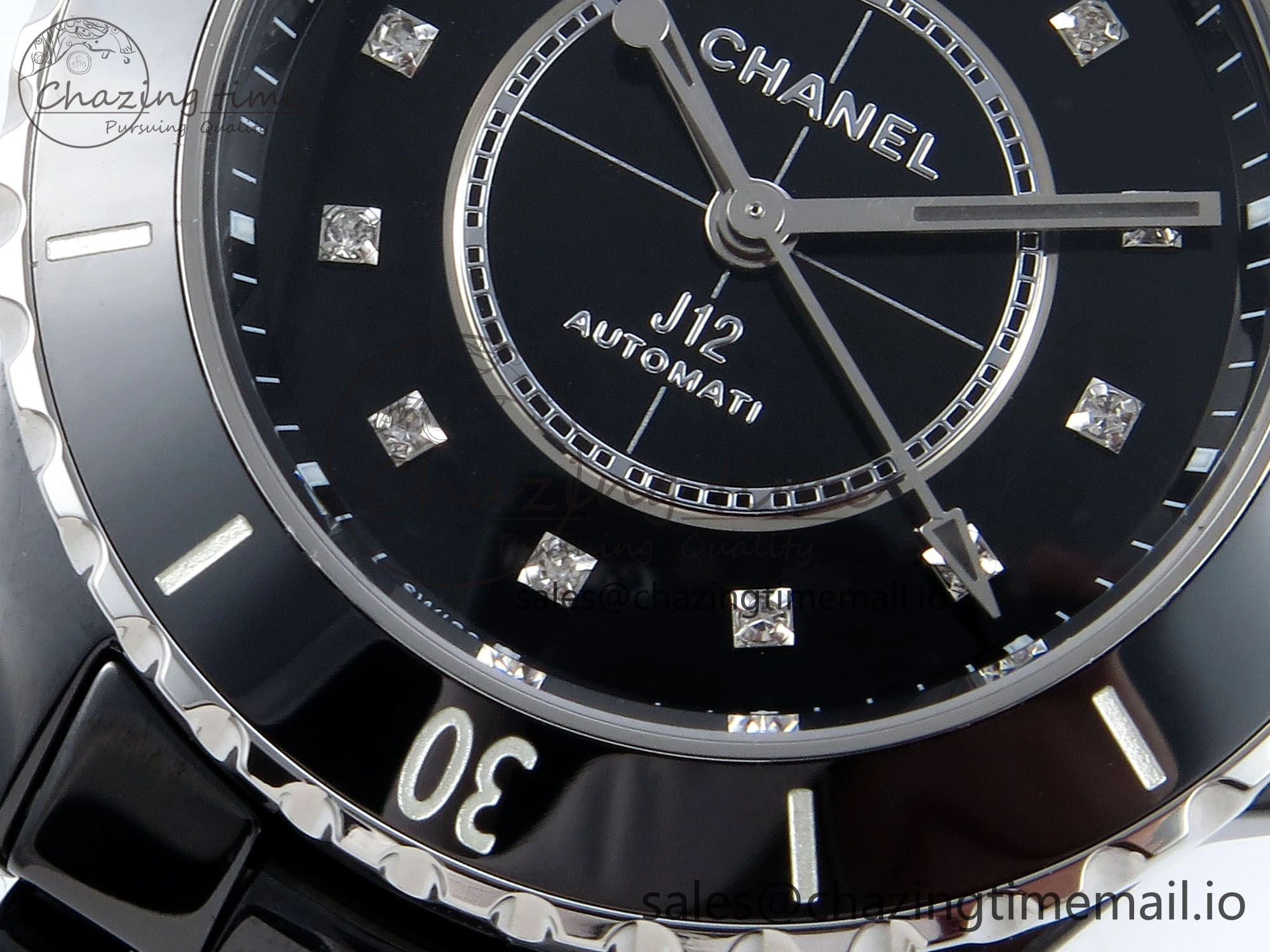 J13 33mm HTF 1:1 Best Edition Black Korea Ceramic Diamonds Markers Dial on Bracelet A12.1