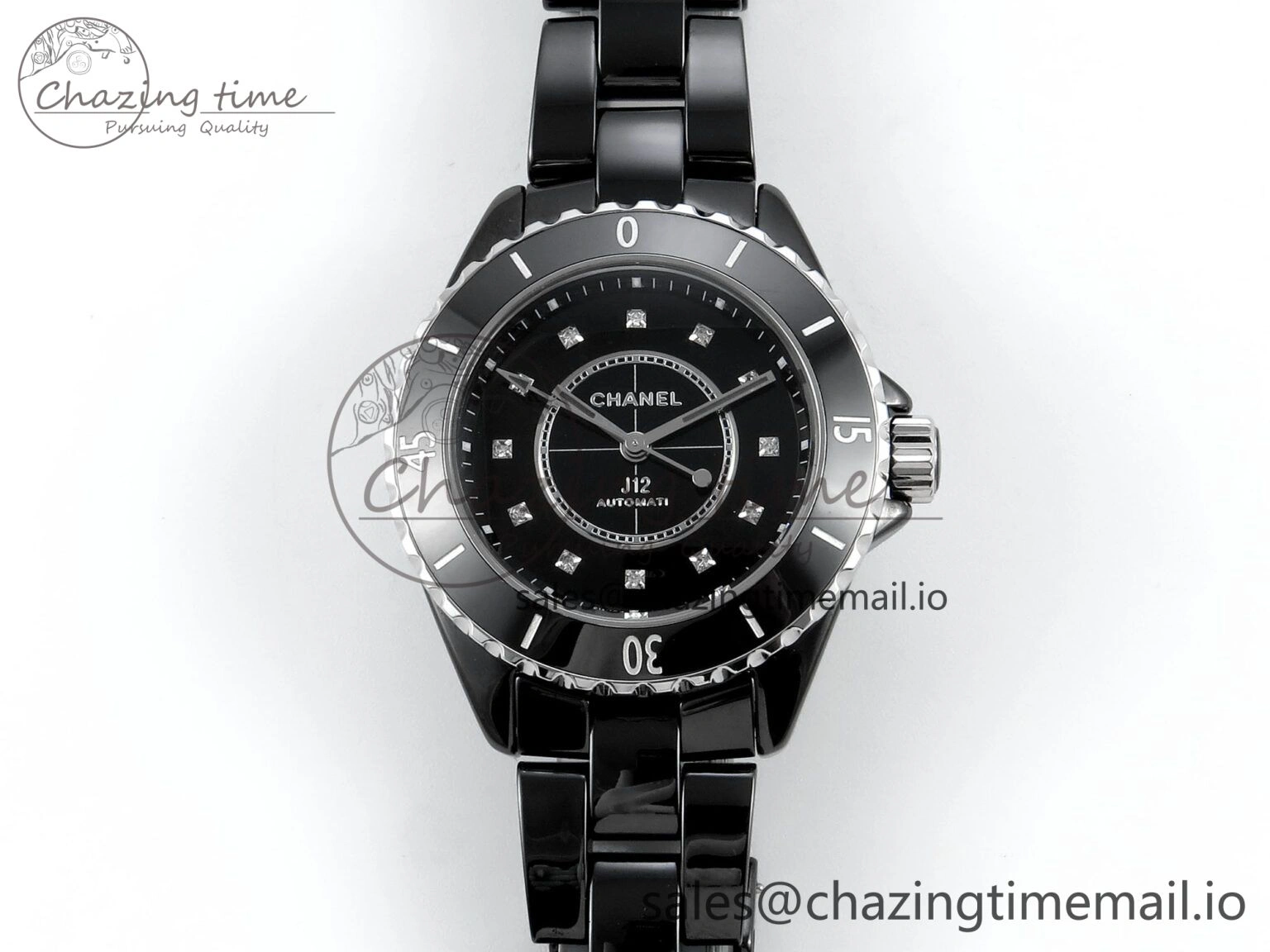 J13 33mm HTF 1:1 Best Edition Black Korea Ceramic Diamonds Markers Dial on Bracelet A12.1