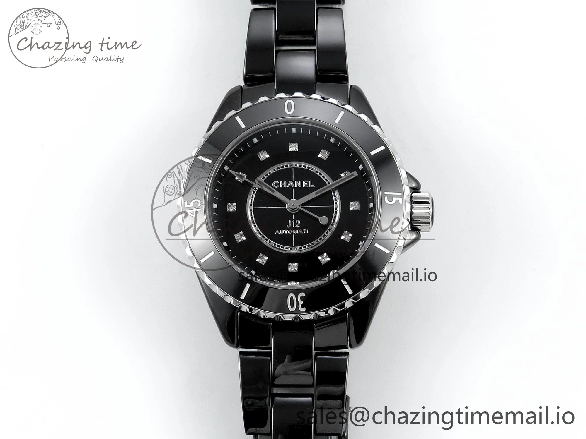 J13 33mm HTF 1:1 Best Edition Black Korea Ceramic Diamonds Markers Dial on Bracelet A12.1